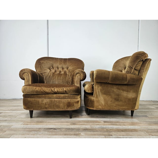 Vintage Velvet Armchairs, 1960s, Set of 2 For Sale - Image 4 of 17