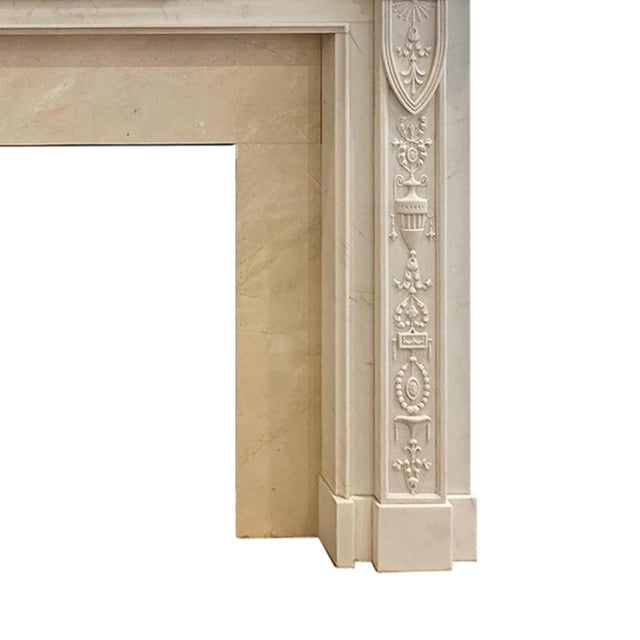 Off-white English Marble Mantel - Carved Statuary Marble For Sale - Image 8 of 11