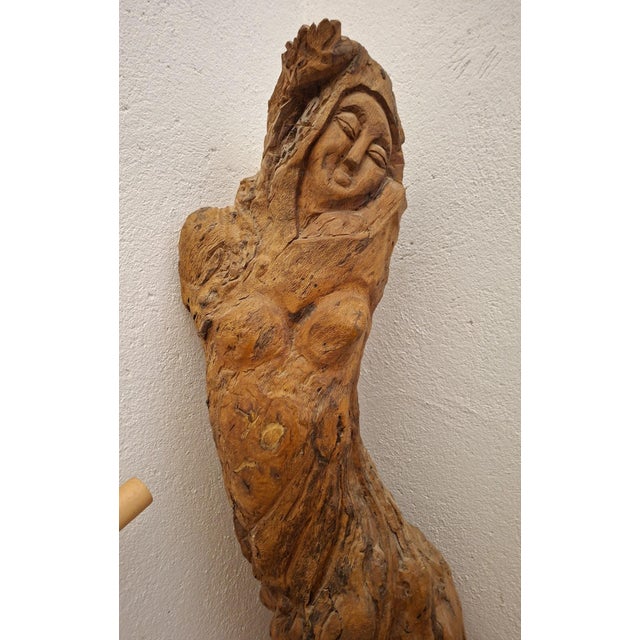 1960s Female Sculpture Carved from a Tree Stump, 20th Century, 1960s, Wood For Sale - Image 5 of 7