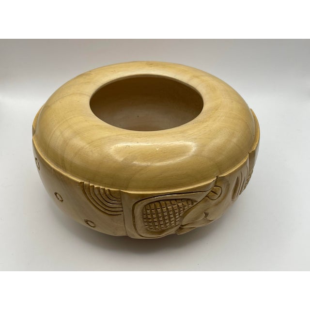 Wood Mid 20th Century Carved Wooden Decorative Bowl For Sale - Image 7 of 10