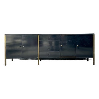 Vintage MCM Sliding Door Credenza After Paul McCobb For Sale