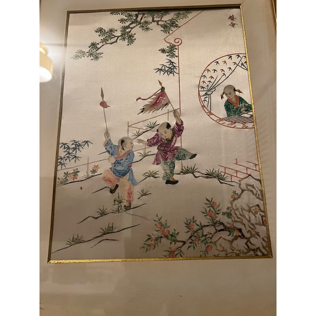 Rare 1950's Framed Cut Postal Stamps on Silk For Sale - Image 10 of 12