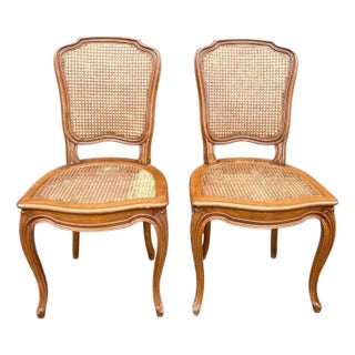 Pair of 1960s French Cane-Back Accent Chairs For Sale