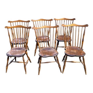 Mid 19th Century Antique Fan Back Windsor Chairs - Set of 6 For Sale