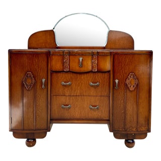 Early 1900's Art Deco Vanity With Mirror Made by Lifetime Furniture For Sale