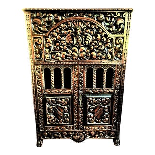 Large Antique Rococo Spanish Colonial Style Dry Bar Cabinet From Mexico - Late 19th Century For Sale