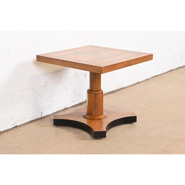 Baker Furniture Neoclassical Burled Walnut Pedestal Tea Table For Sale In South Bend - Image 6 of 11