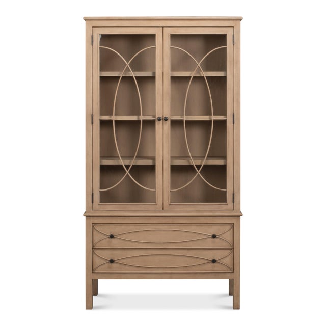 Neoclassical Regency Style Glazed Vitrine in Limed Pine with Oval Fretwork For Sale - Image 3 of 11