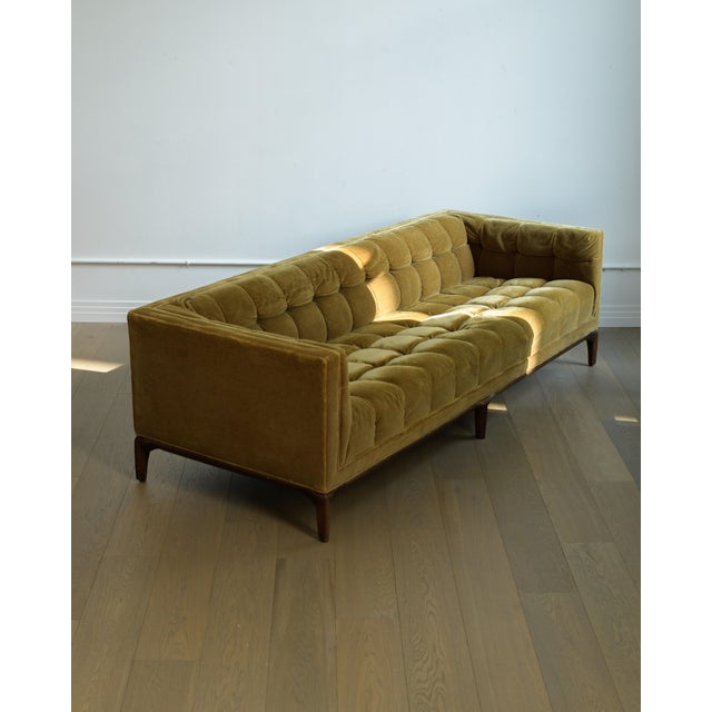 Biscuit Tufted Sofa Attributed to Maurice Bailey, Burnt Gold Velvet, 1960s Design For Sale - Image 13 of 13
