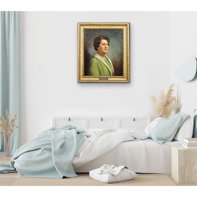 Howard Barron, Katherine Merry Nee Horstmann, Director of Horstmann Gear Company, 1946, Oil on Canvas For Sale - Image 16 of 18