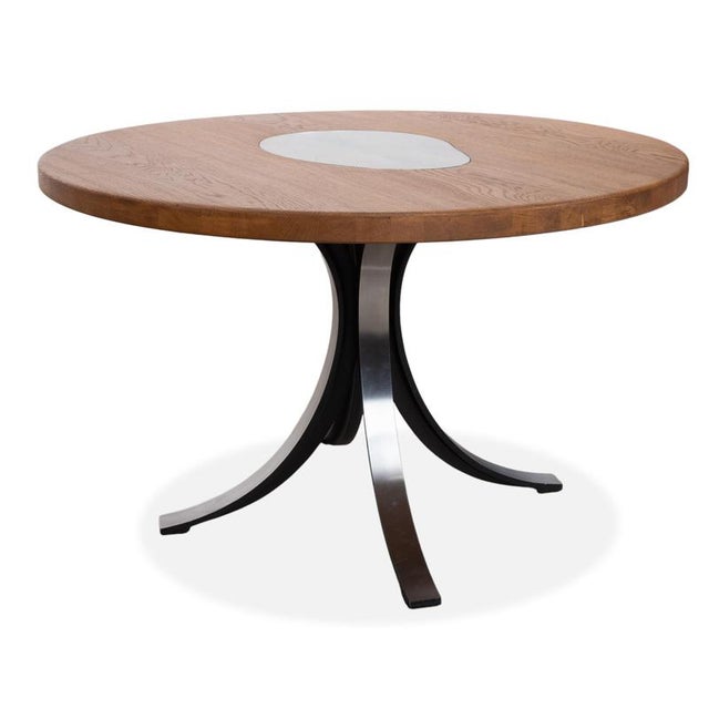 T69 Table and Swivel Chairs in Wood, Cognac Leather and Chrome by Osvaldo Borsani, Set of 5 For Sale - Image 4 of 18