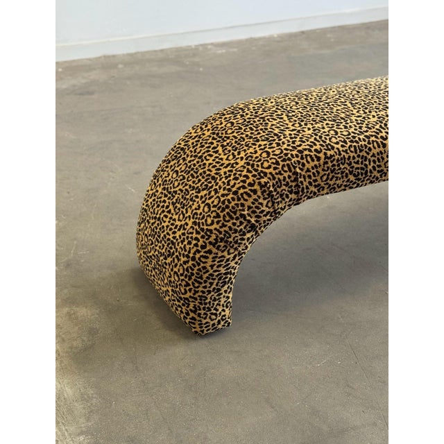 1960s Custom Made Waterfall Bench in Leopard Fabric For Sale In Los Angeles - Image 6 of 9