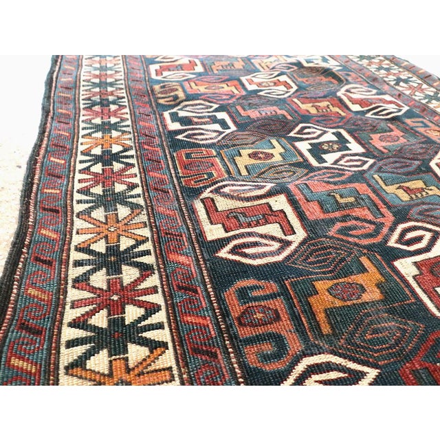Tribal Galerie Shabab Collection Early 20th Century Caucasian Kuba Throw Rug For Sale - Image 3 of 8