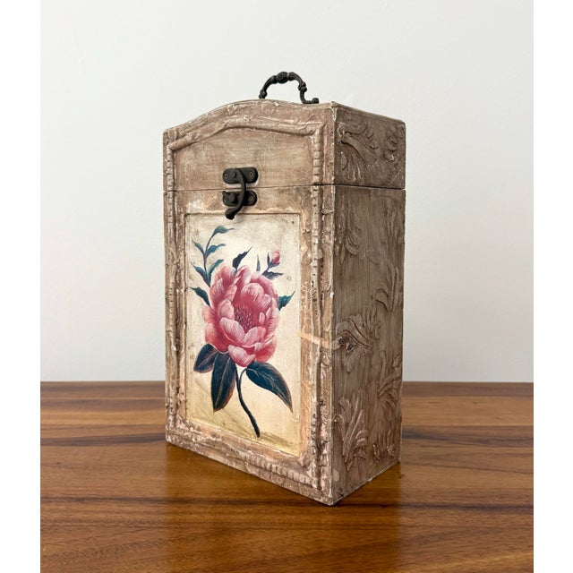 Vintage Hand Painted Faux Bois Two-Bottle Wine Storage Chest For Sale - Image 9 of 9