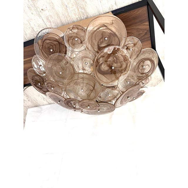 Venied-Brown Disks Murano Glass Style Flush Mount by Simoeng For Sale - Image 7 of 9