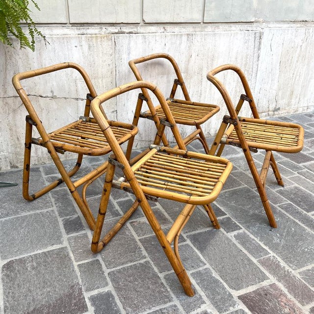 Bamboo Folding Chair from Dal Vera, Italy, 1950s For Sale - Image 3 of 17