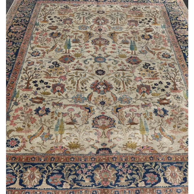 Antique Tabriz With All-Over Floral Sub-Geometric Design ...