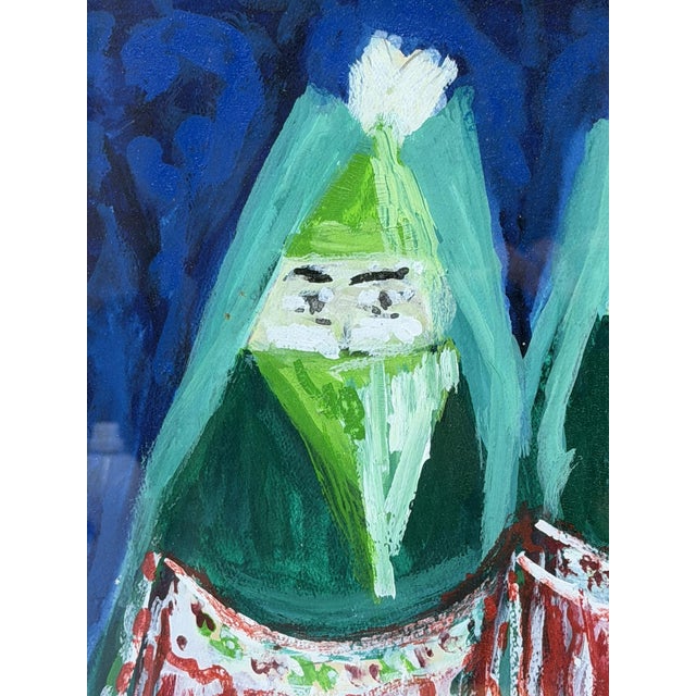 1970s Mohamed Hamri Moroccan Modernist Painting Three Veiled Women, Signed For Sale - Image 10 of 18
