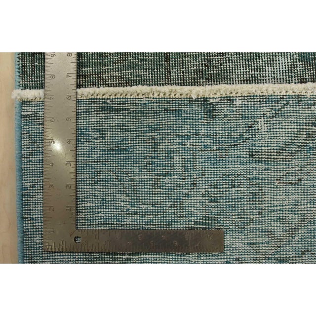 Tabriz Runner 2’5” X 9’6” Blue Wool Vintage Overdyed Hand-Knotted Rug For Sale - Image 13 of 13