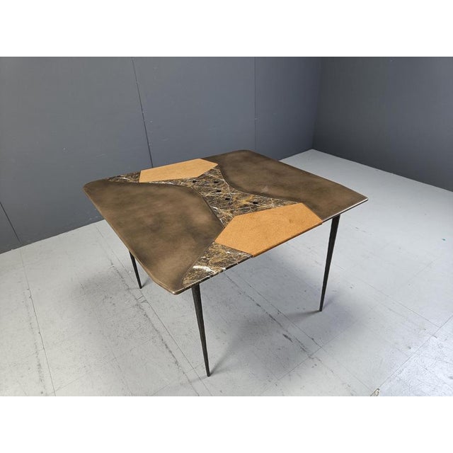 Textile Hand Made Dining Table with Marble, 1990s For Sale - Image 7 of 12
