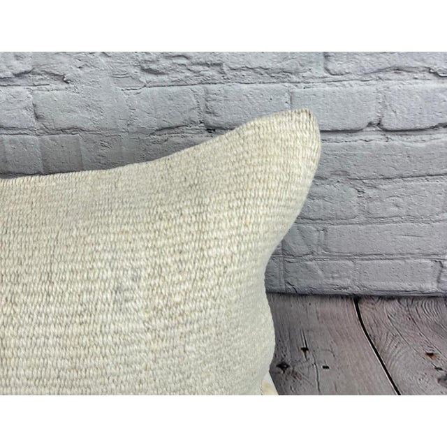 Turkish 16 x 24 Hemp Pillow Turkish Cushion Natural White Pillow Cushion Cover For Sale - Image 3 of 4