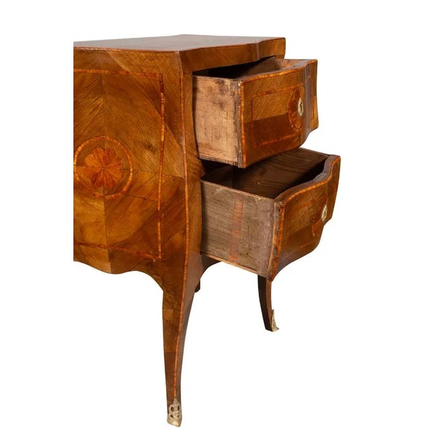 Pair of Neapolitan Style Walnut Bedside Commodinis For Sale - Image 9 of 12