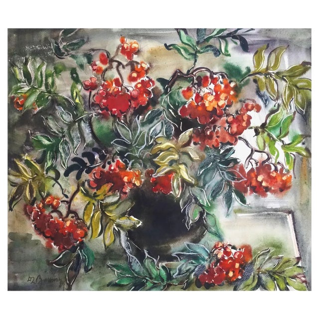 Dzidra Bauma, Mountain Ash, 1989, Watercolor on Paper For Sale