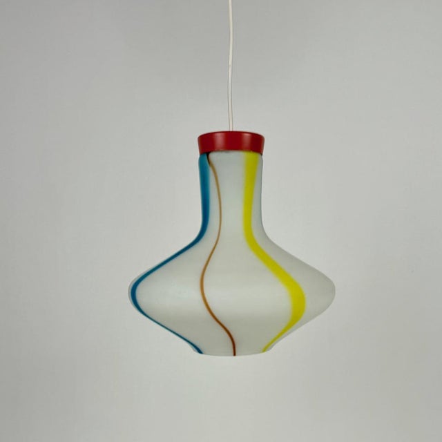 White Opaline Glass Pendant Lamp from Stilnovo, Italy, 1960s For Sale - Image 8 of 8