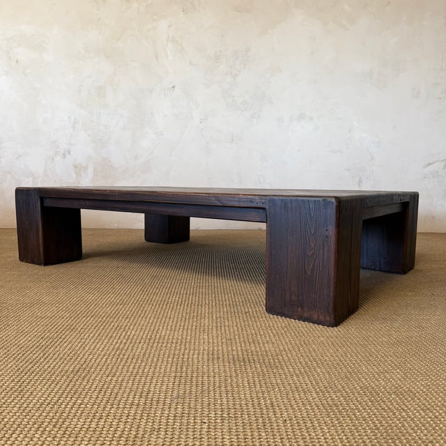 2020s Large Reclaimed Fir Pine Beam XL Coffee Table in Dark Walnut For Sale - Image 5 of 14