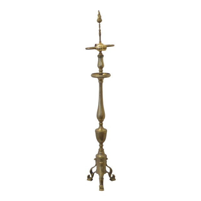 19th Century Italian Bronze Candlestick Lamp For Sale
