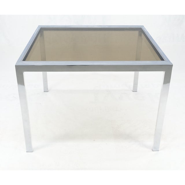 Flip Top 40" Square Crome Base Smoked Glass Top Dining Table 84" Extended Clean! For Sale - Image 11 of 18