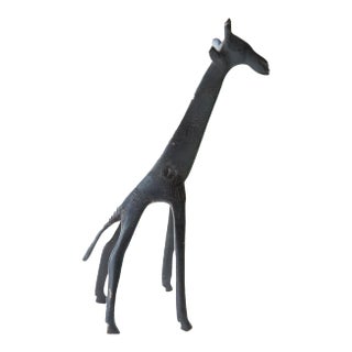 Vintage Dark Bronze African Giraffe For Sale