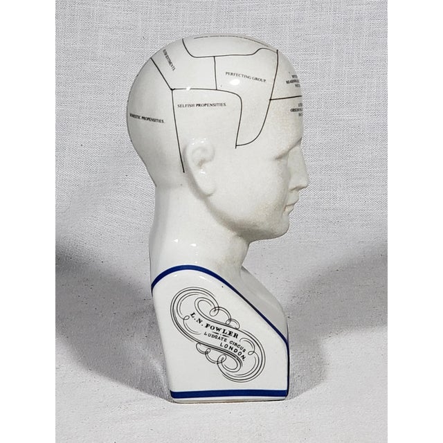 Figurative Vintage Style Porcelain Phrenology Head by l.n. Fowler / Ludgate Circus, London England For Sale - Image 3 of 7