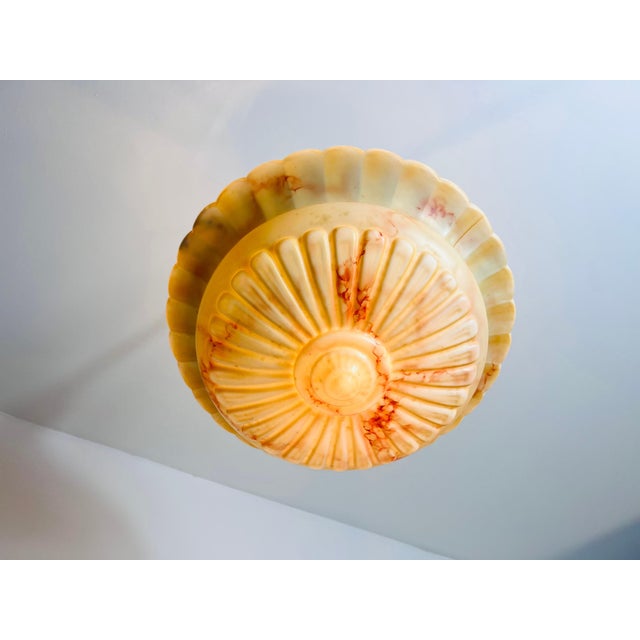 Hand Carved Alabaster and Brass Ceiling Lamp, 1930s, Germany For Sale - Image 10 of 10