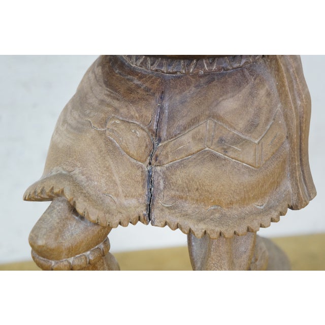 Mid 20th Century Ecuadorian Folk Art Carved Mahogany Inca Warrior Sculpture Statue 19" For Sale - Image 10 of 16