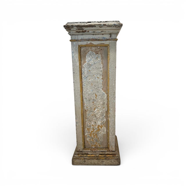 Gray 19th Century French Painted Wood Pedestal For Sale - Image 8 of 8
