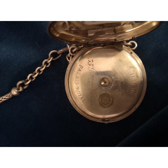 French Sterling Silver Pocket Watch with Chain For Sale - Image 10 of 18