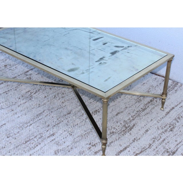 1950s Mid-Century Modern French Brass Coffee Table For Sale In New York - Image 6 of 9