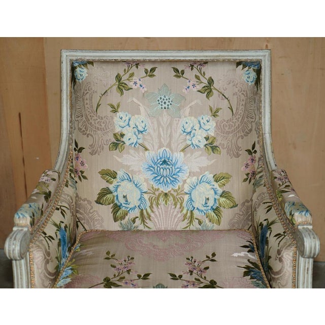 Antique French Charles-Emile Moinat Silk Floral Upholstered Armchairs, Set of 2 For Sale - Image 5 of 18