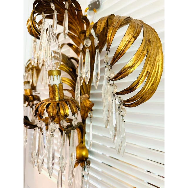 Gold Vintage Italian Palm Tree Tole Sconce For Sale - Image 8 of 10