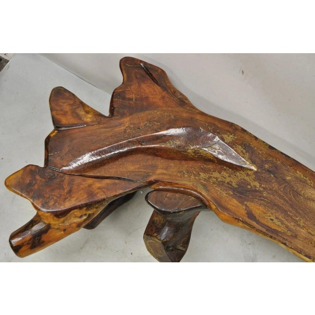 Wood Vintage Mid Century Modern Organic Driftwood Sculptural Bench Coffee Table For Sale - Image 7 of 12