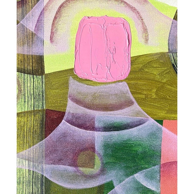 Textile Max Manning “Untitled (CVS274)” Contemporary Green and Pink Geometric Abstract Painting, 2024 For Sale - Image 7 of 8