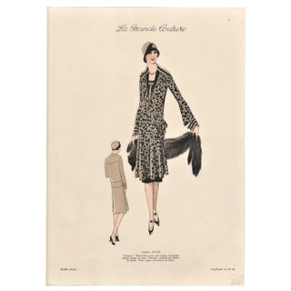 1920s French Art Deco Couture Fashion Print For Sale