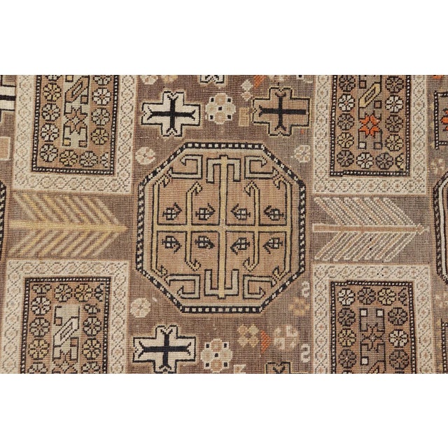 Early 20th Century Antique Tribal Caucasian Rug With All-Over Motif in Muted Neutrals For Sale In Atlanta - Image 6 of 9