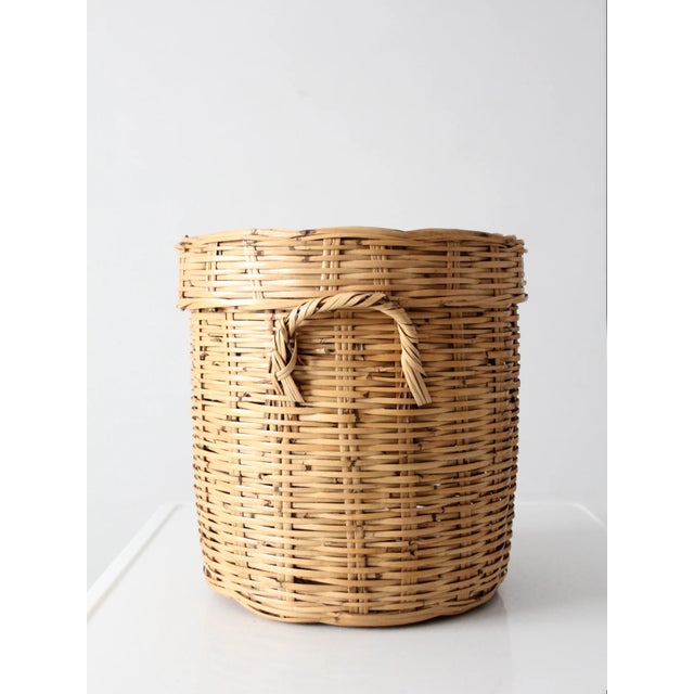 Vintage Lidded Storage Basket For Sale - Image 4 of 12