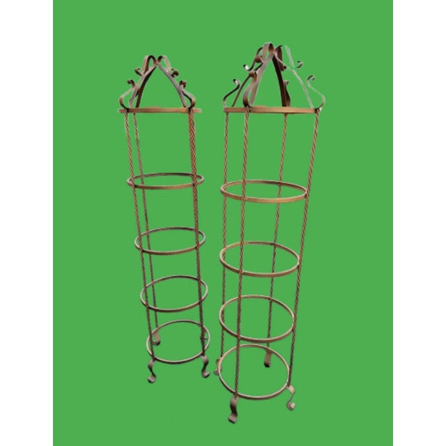 Mid 20th Century Italian 4 - Tier Twisted Wrought Iron Gilt Rope Étagères Display Shelf - A Pair For Sale In Miami - Image 6 of 10