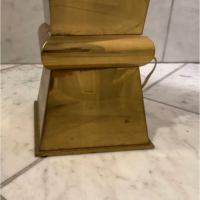 1980's Brass Geometric Table Lamp For Sale - Image 10 of 13