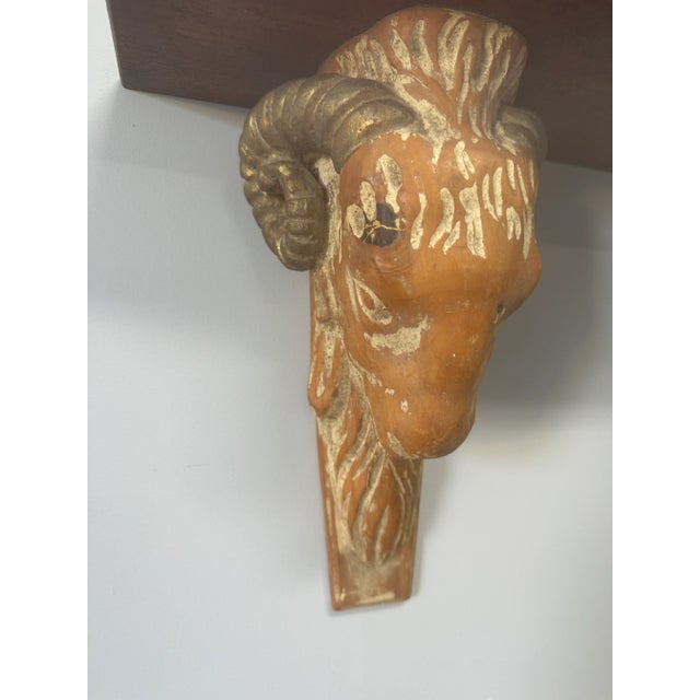 1970s Carved Rams Head Wall Shelf For Sale - Image 5 of 12