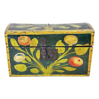 Antique French 19th Century Hand Painted Polychrome Trunk For Sale