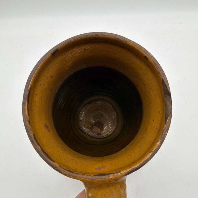 Ceramic 19th Century French Regional Slipware Earthenware Pitcher With Tulip Motif For Sale - Image 7 of 17